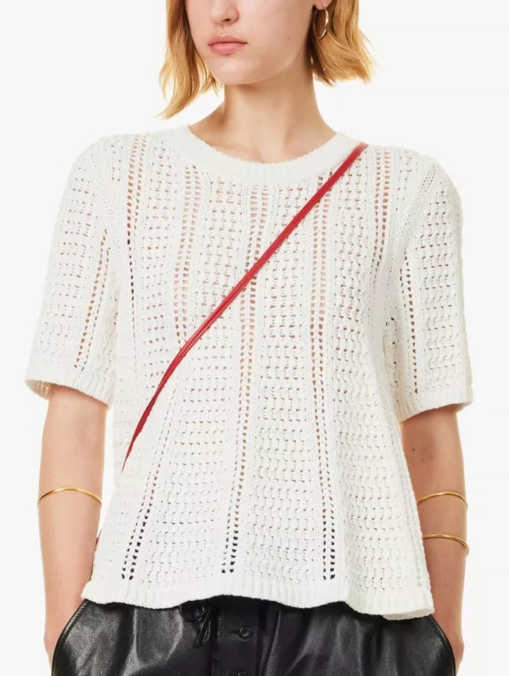 ME+EM Cream Open-Knit Crewneck Sweater
